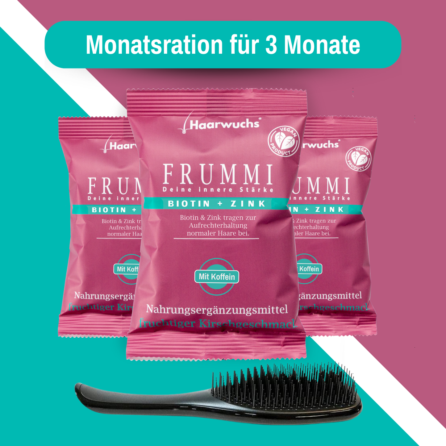 Frummi - 90 Tage | 3x 120 gramm & Tangle Teezer Wet + Gratis Haargummi